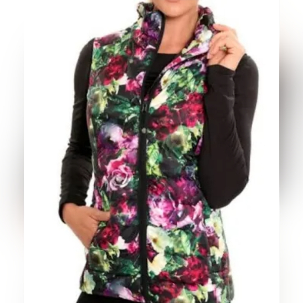BETSEY JOHNSON Floral Puffer Vest, size Medium